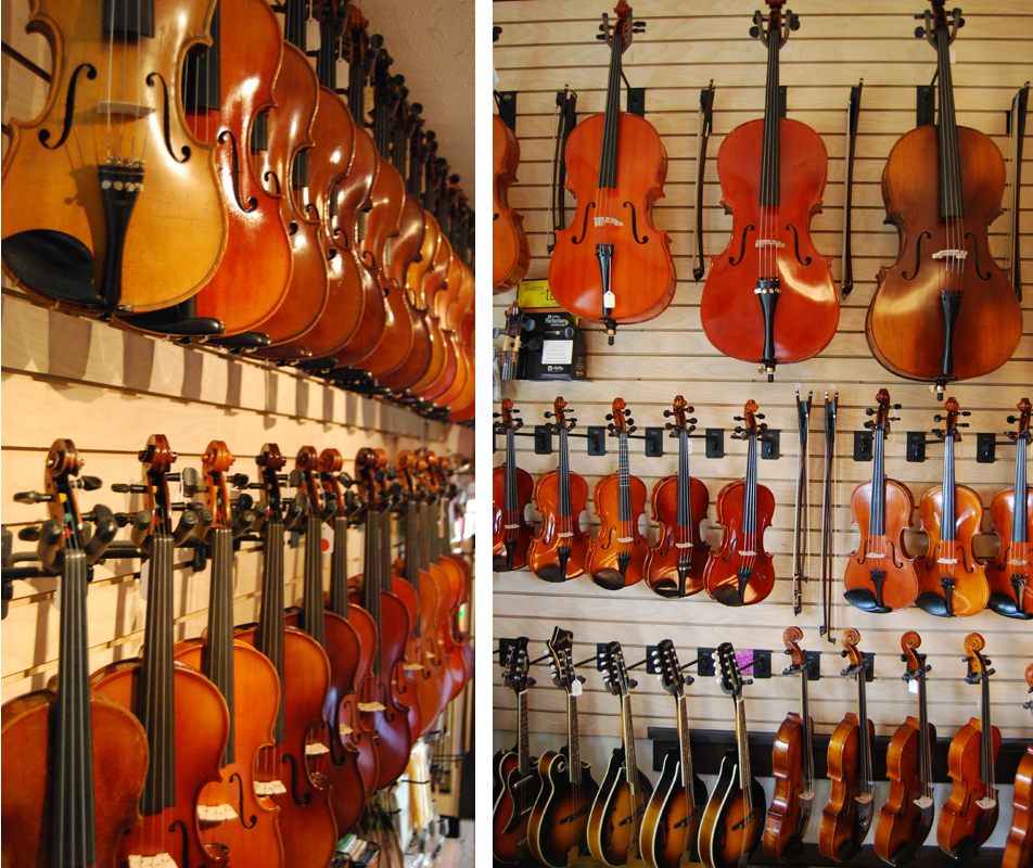 Just some of the instruments at Nashville Violins